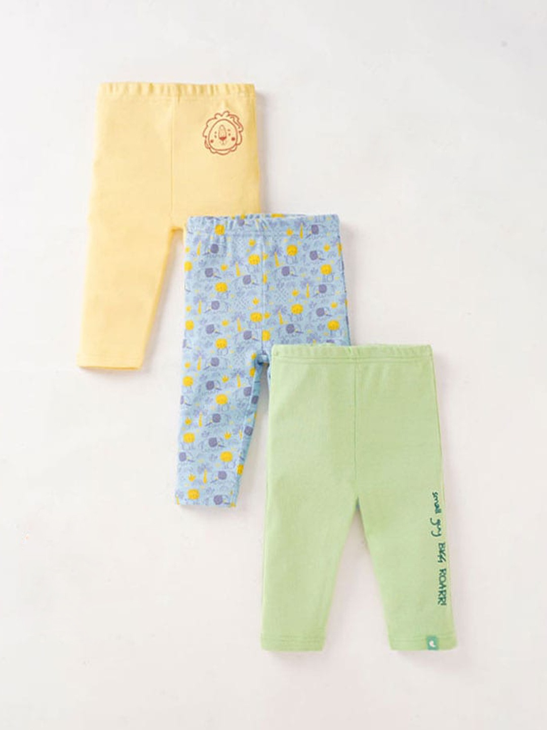 

Ed-a-Mamma Baby Infant Boys Pack Of 3 Printed Cotton Track Pants, Green