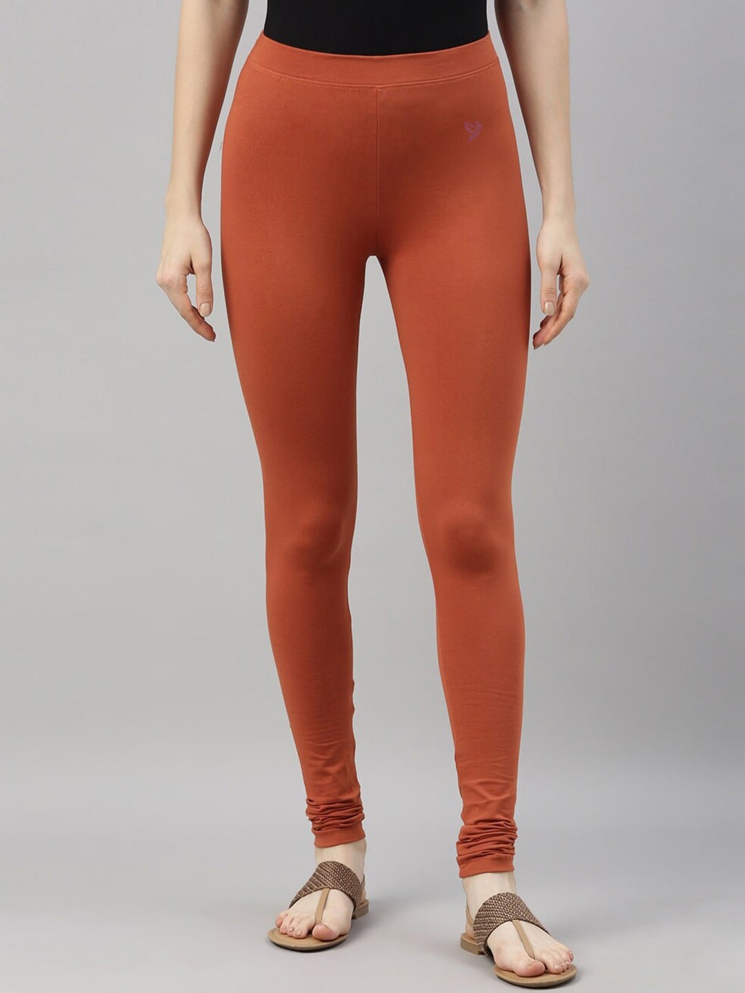 

TWIN BIRDS Women High-Rise Churidar-Length Leggings, Rust