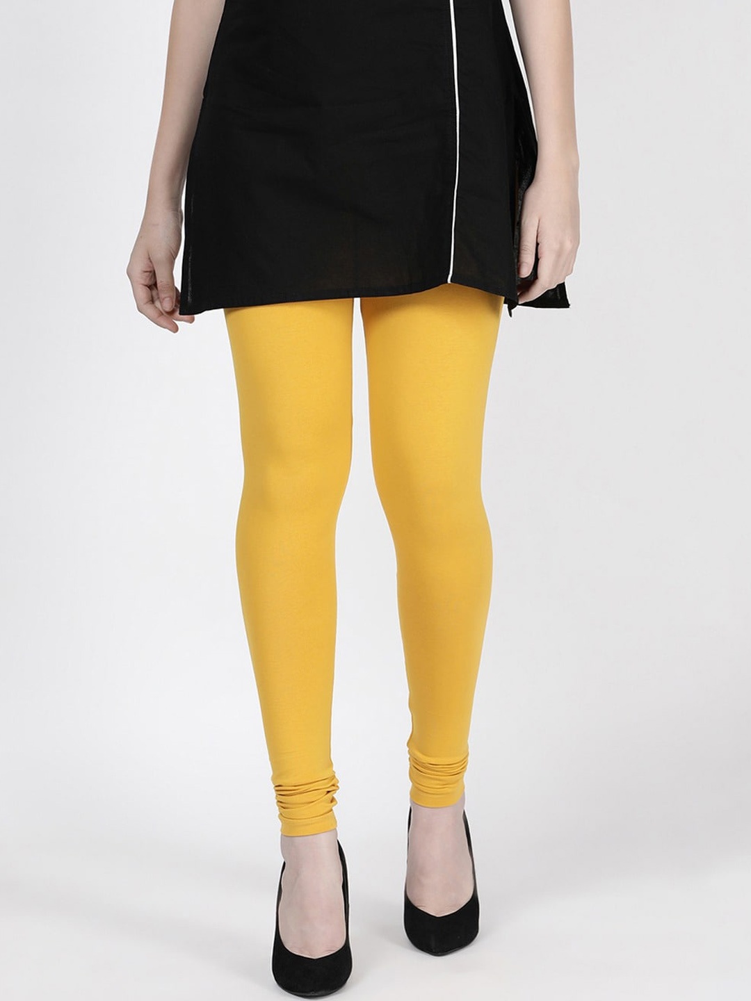 

TWIN BIRDS Women High-Rise Churidar-Length Leggings, Yellow