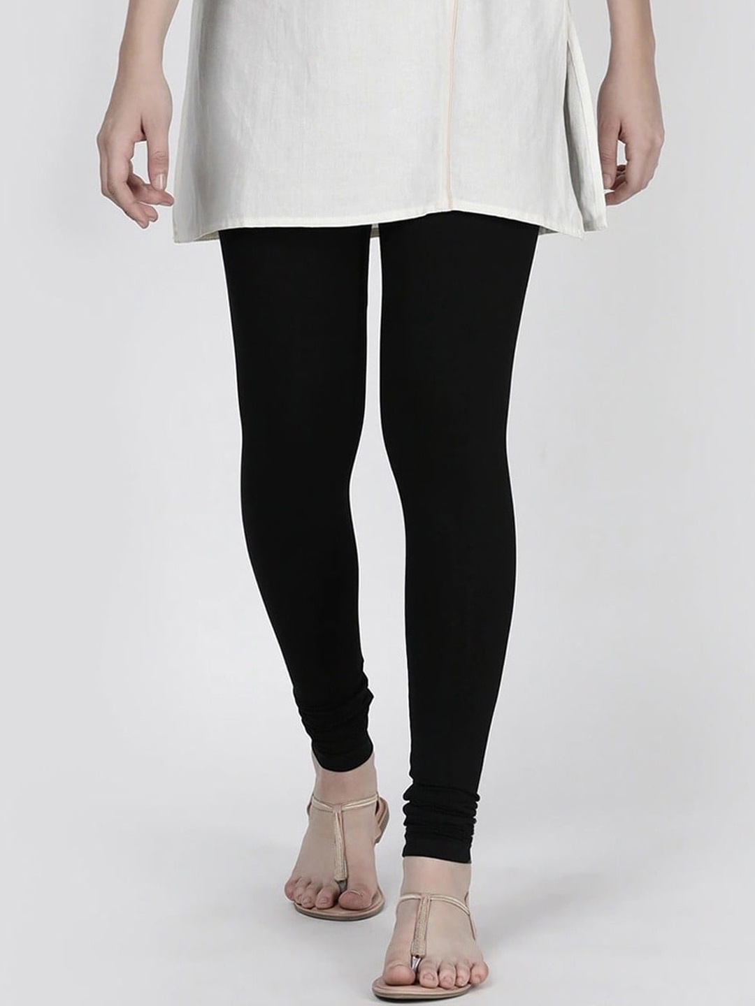 

TWIN BIRDS Women High-Rise Churidar-Length Leggings, Black