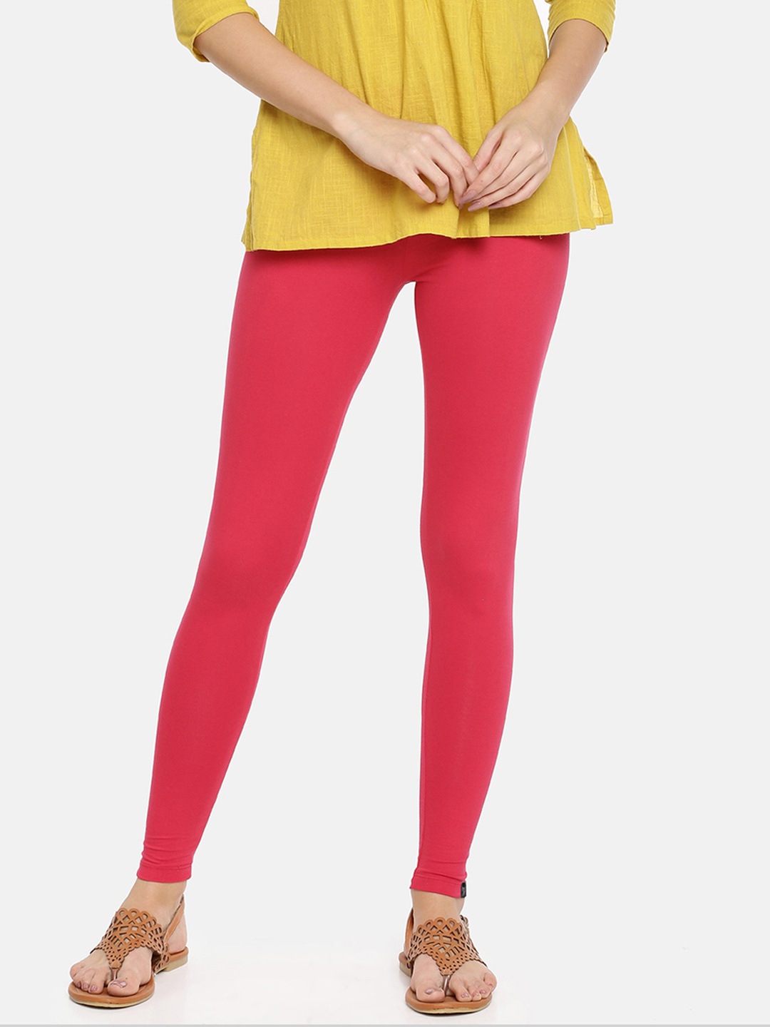 

TWIN BIRDS Women Solid Super Stretch Cotton Ankle Length Leggings, Pink
