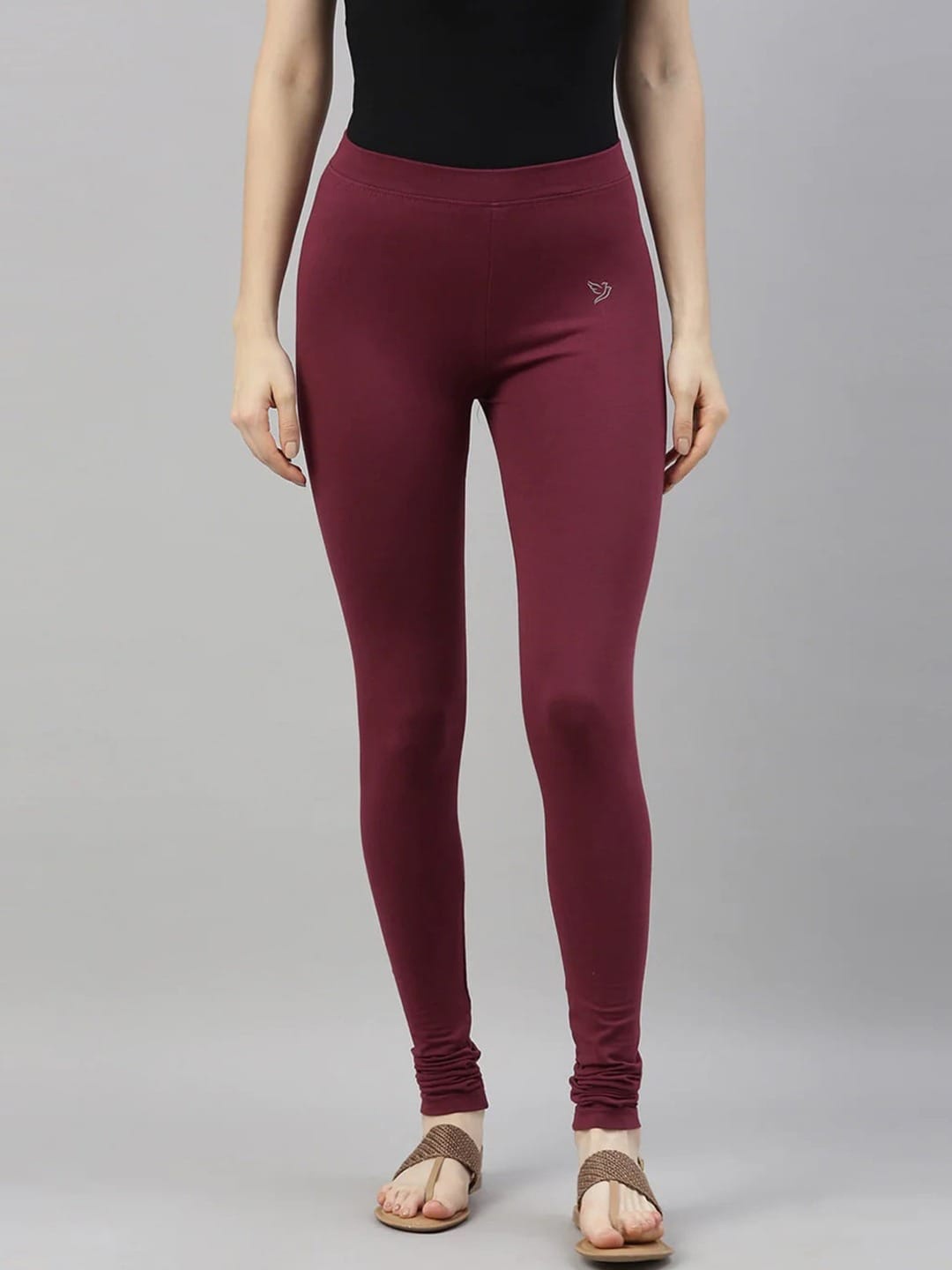 

TWIN BIRDS Women High-Rise Churidar-Length Leggings, Maroon