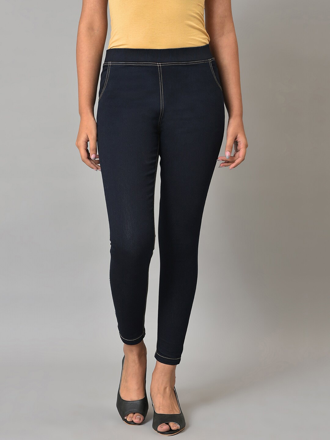 

AURELIA Women Mid Rise Slim Fit Denim Jeggings, Blue