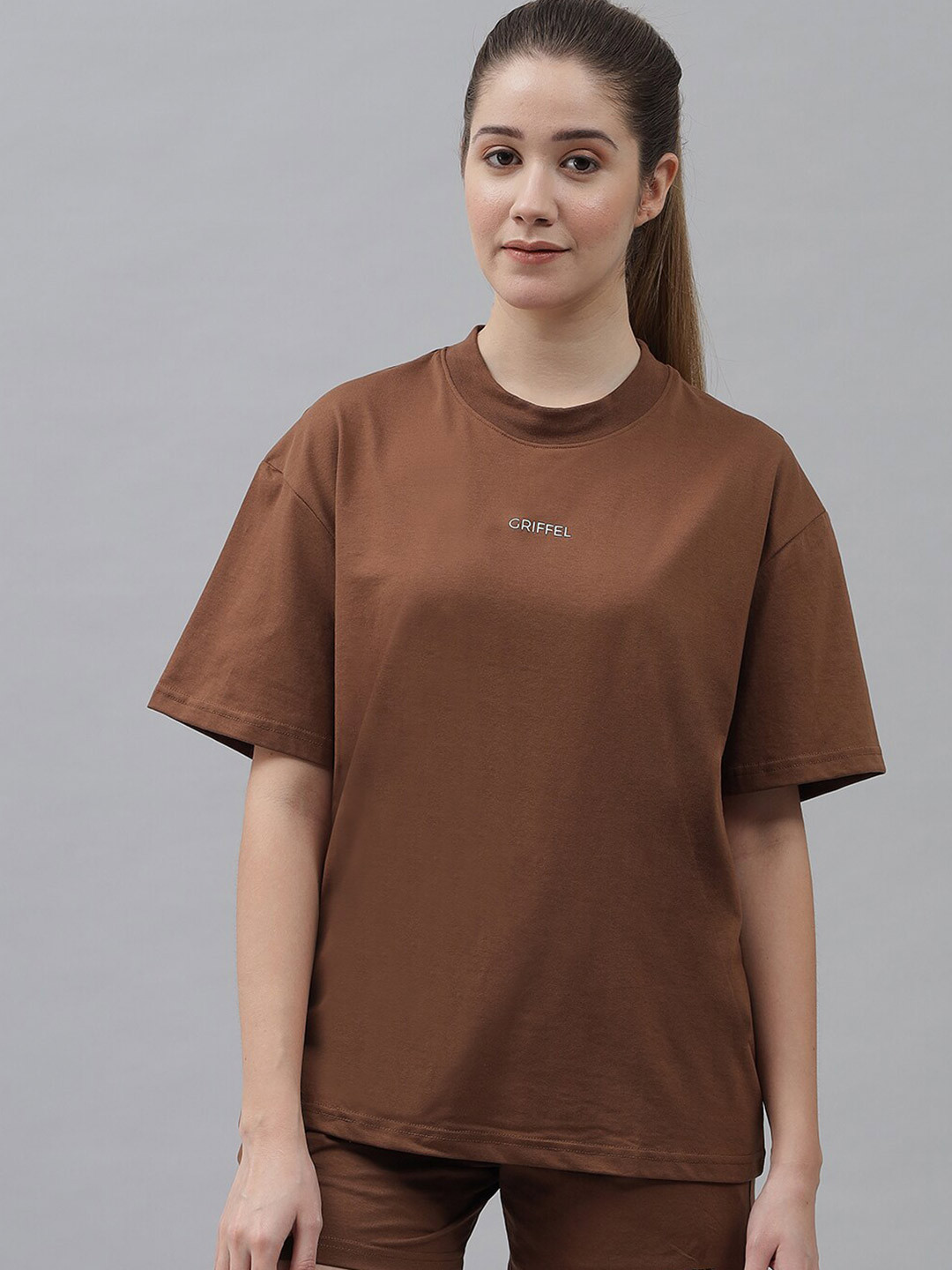 

GRIFFEL Pure Cotton T-shirt with Shorts, Coffee brown