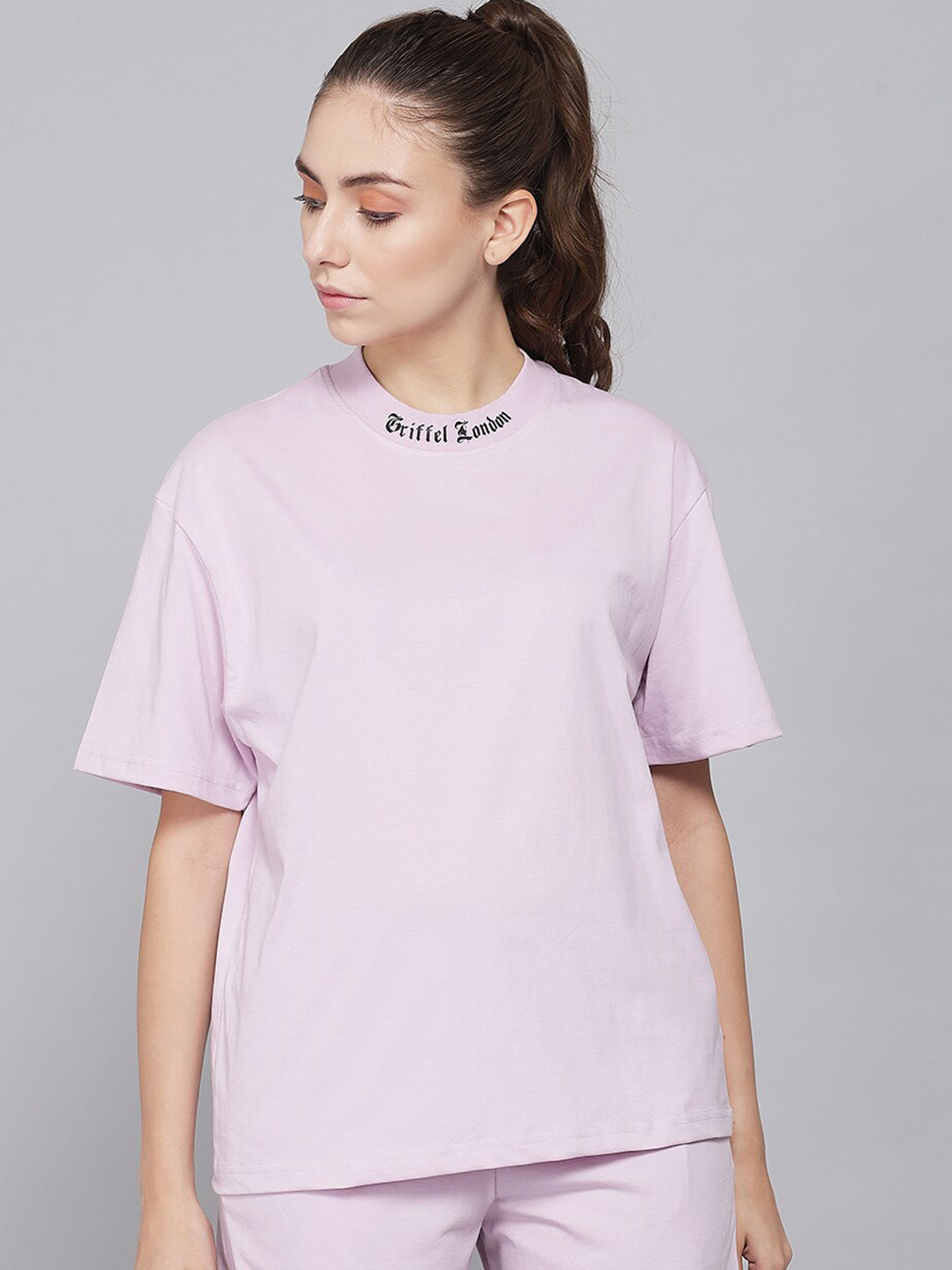 

GRIFFEL Women Pure Cotton T-shirt with Shorts, Pink