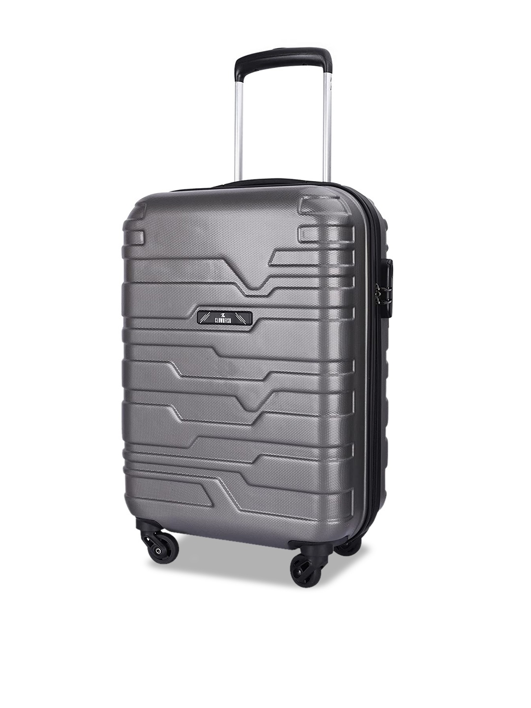 

THE CLOWNFISH Arsenio Series Luggage Textured Hard-Sided Medium Trolley Bag, Grey