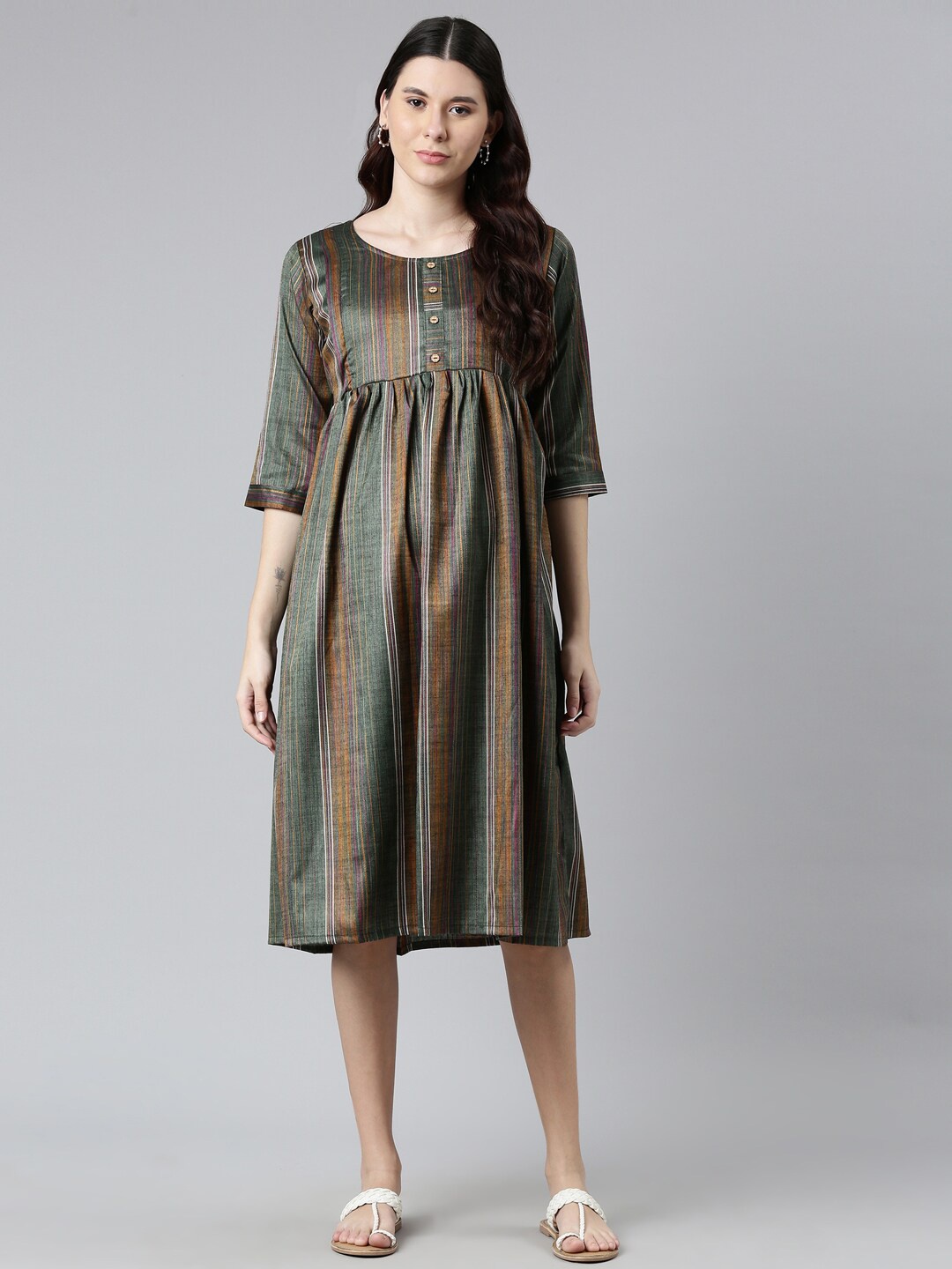 

GOLDSTROMS Striped Maternity Empire Dress, Green