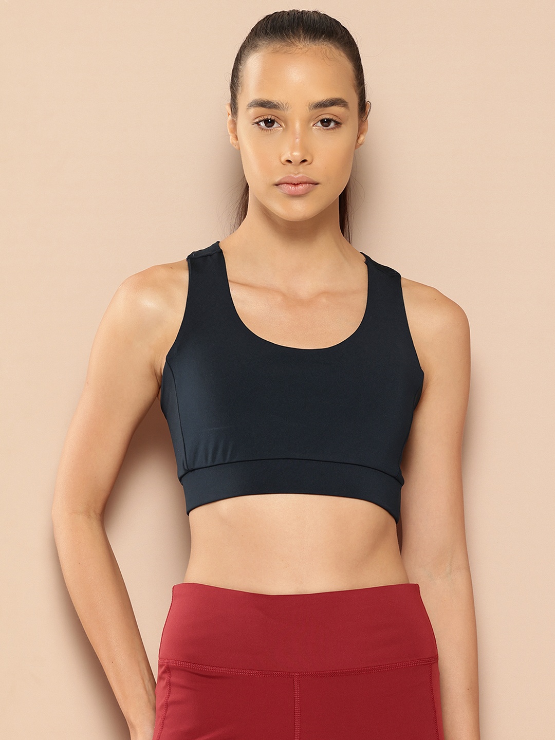 

Alcis Women DryTech Slim-Fit Low-Impact Sports Bra, Navy blue