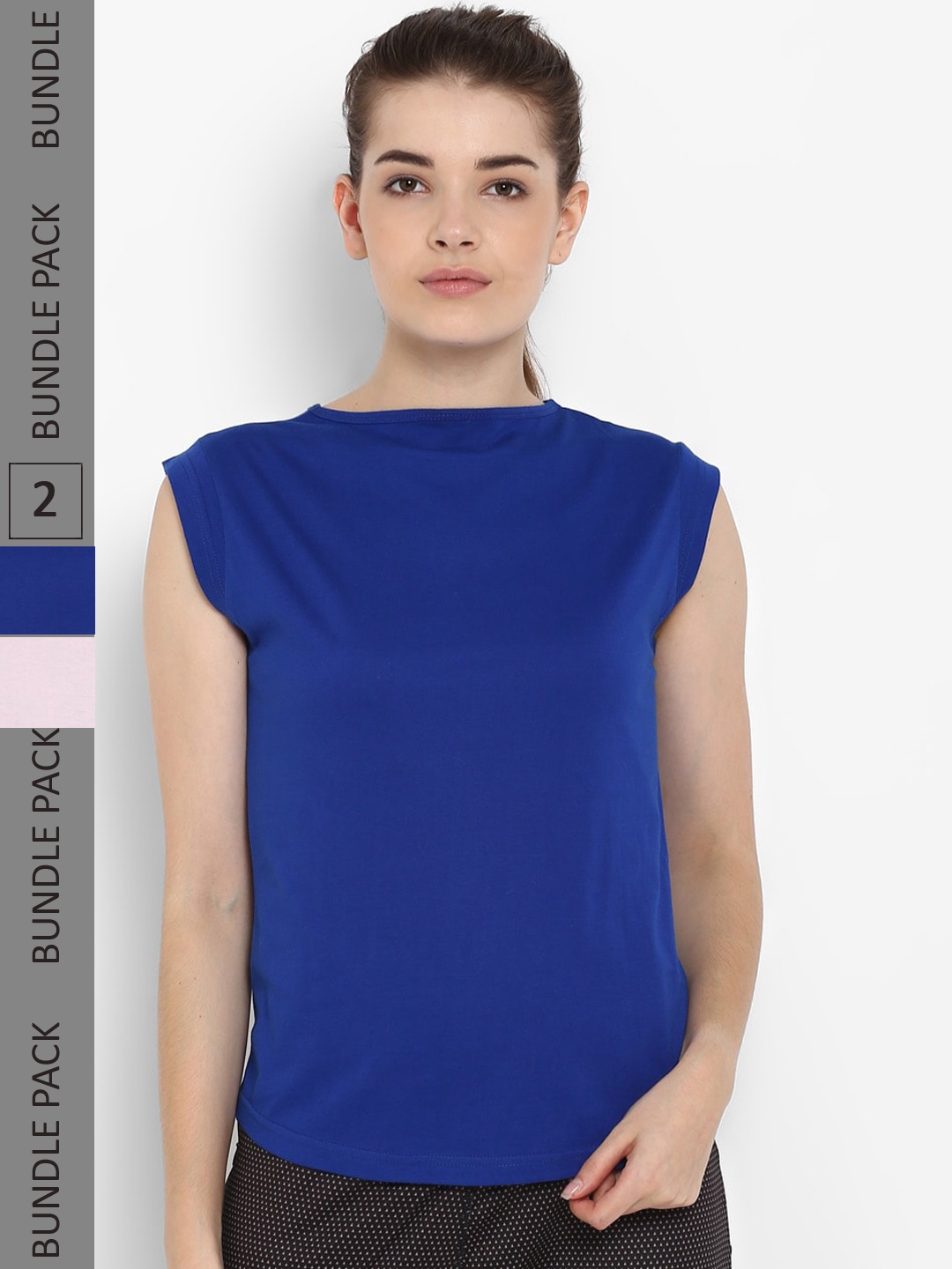 

appulse Pack Of 2 Cap Sleeves Cotton T-shirt, Blue