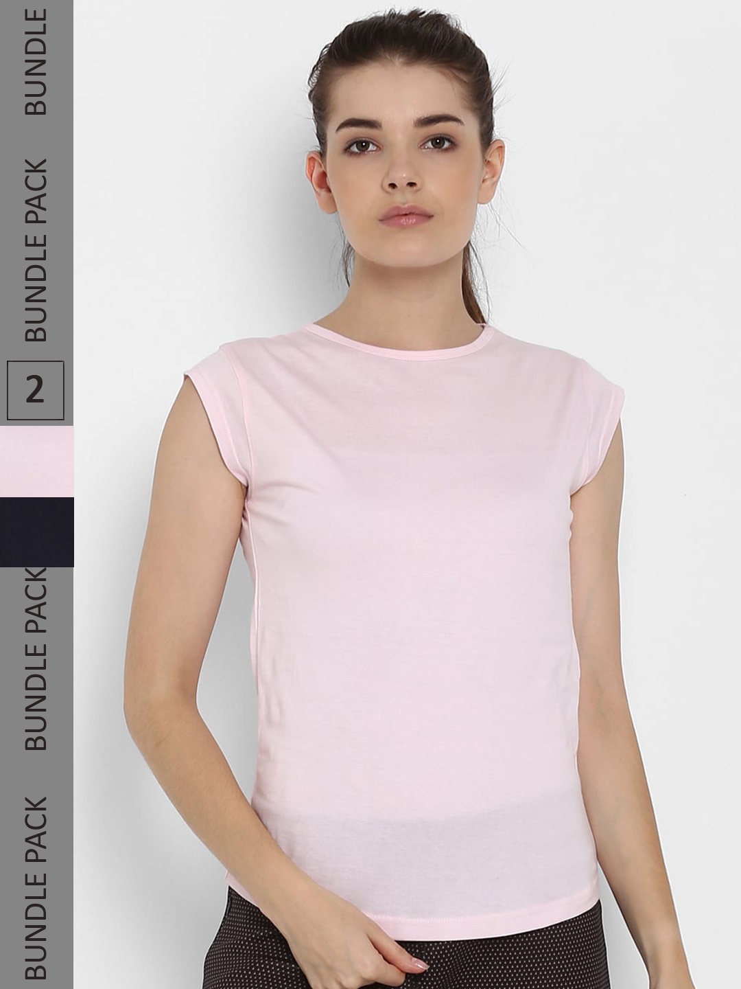 

appulse Pack Of 2 Cap Sleeves Running Cotton T-shirt, Pink