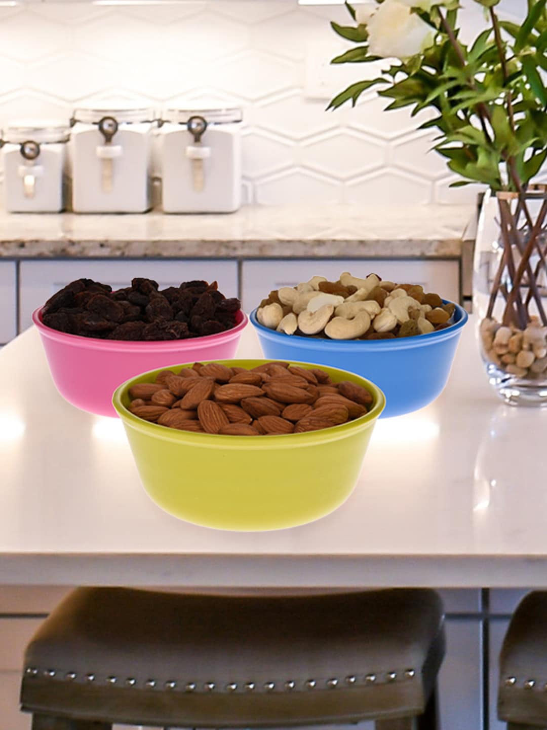 

Kuber Industries Blue & Pink 6 Pieces Dishwasher Safe Serving Bowls - 500 ml Each