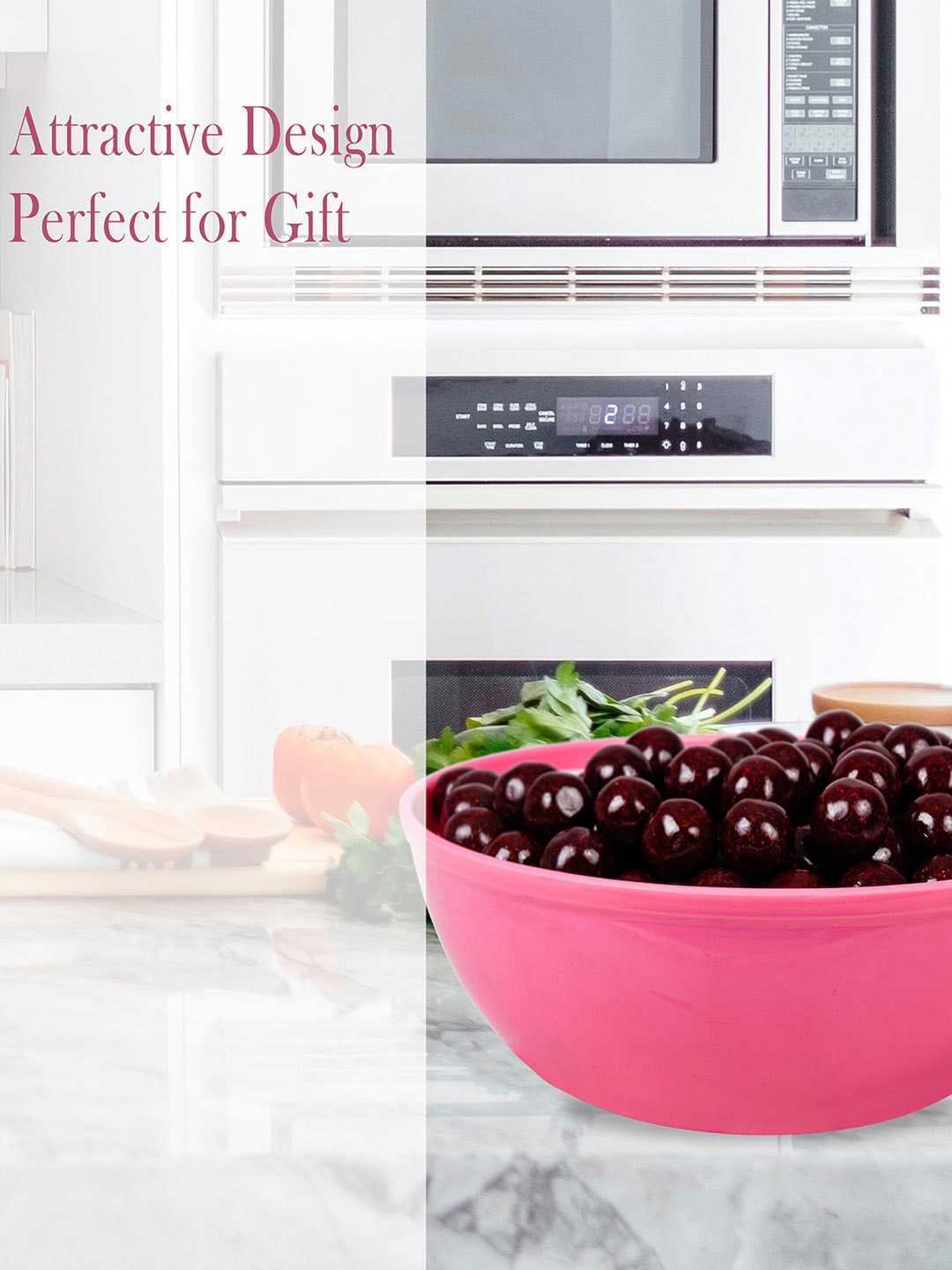 

Kuber Industries Pink 6-Pcs Dishwasher Safe Serving Bowls - 2L Each