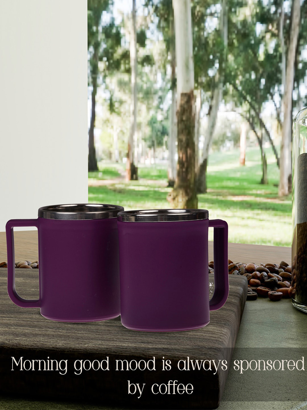 

Kuber Industries Blue & Orange 6 Pieces Stainless Steel Matte Double Wall Coffee Mugs