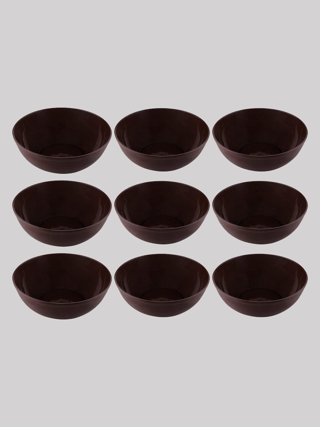 

Kuber Industries Brown 9 Pieces Dishwasher Safe Serving Bowls - 1L each