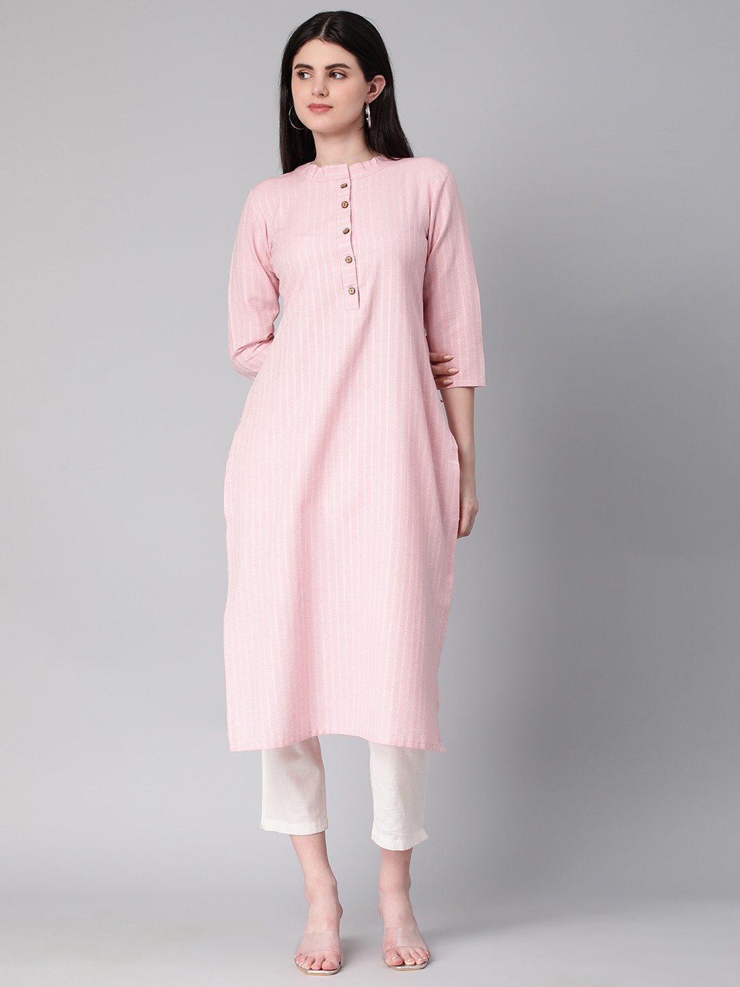 

HRITIKA Striped Kurta, Pink