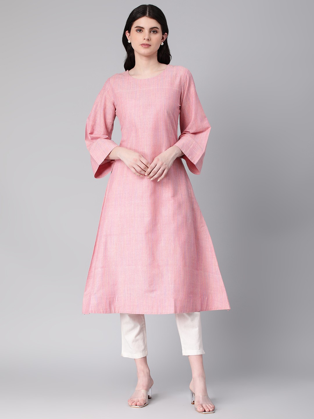 

HRITIKA Flared Sleeves Kurta, Pink