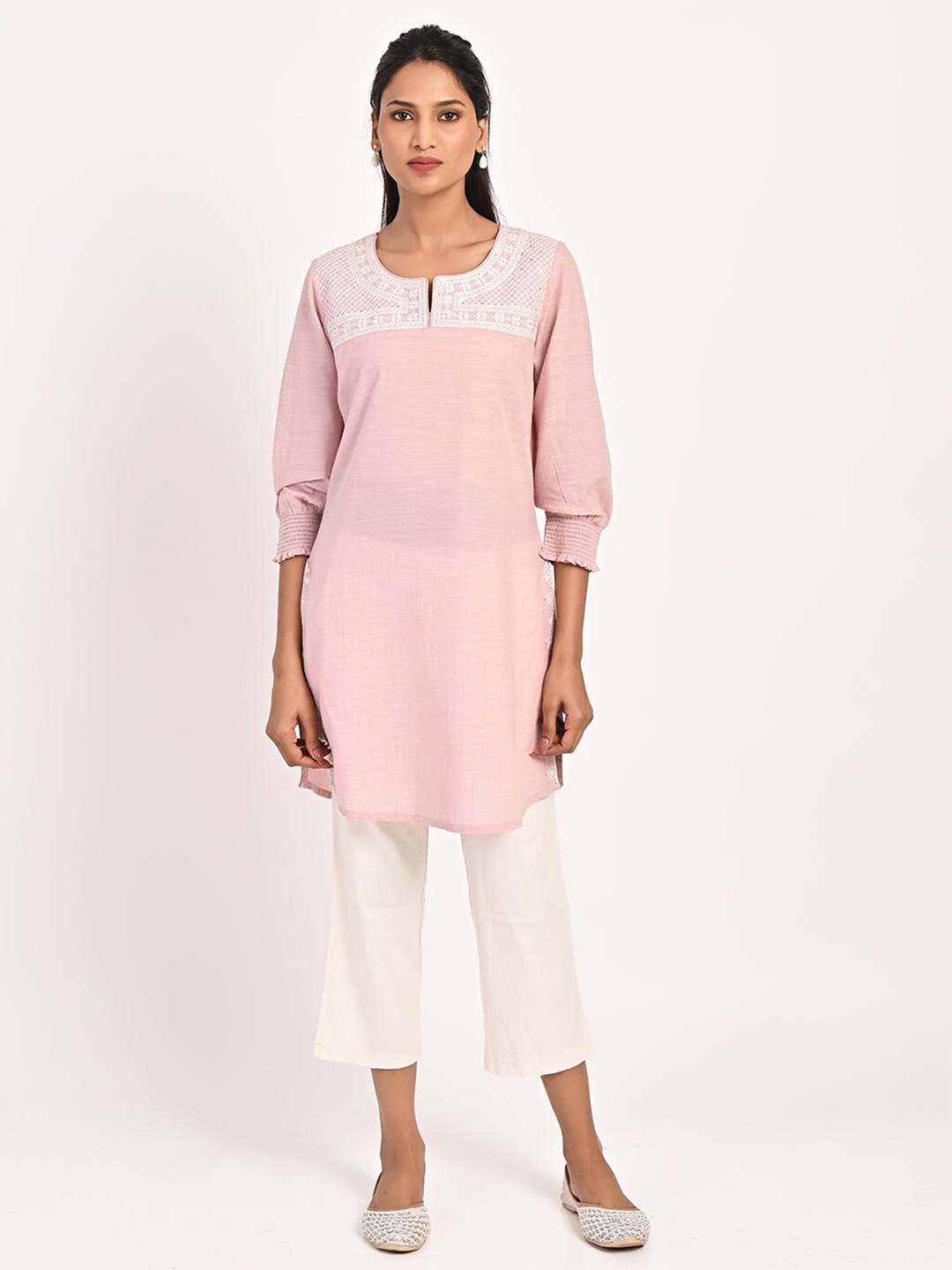 

Lakshita Pure Cotton Embroidered Ethnic Kurta, Pink