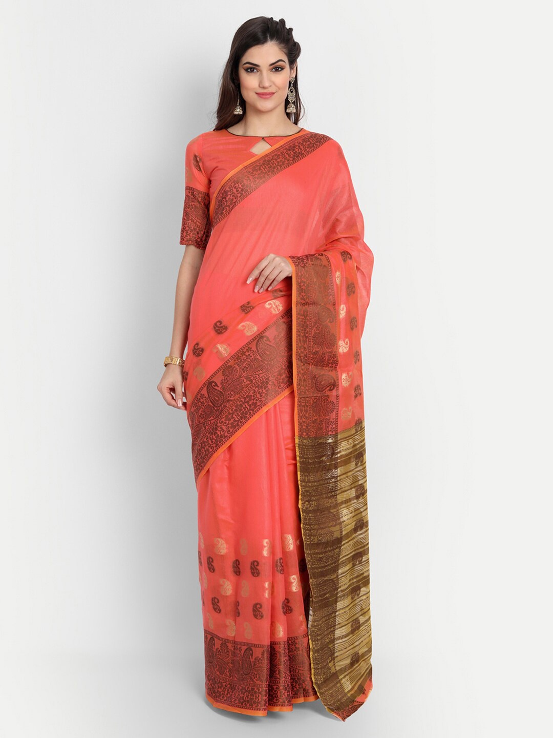 

MotiHamir Paisley woven Design Zari Banarasi Saree, Pink