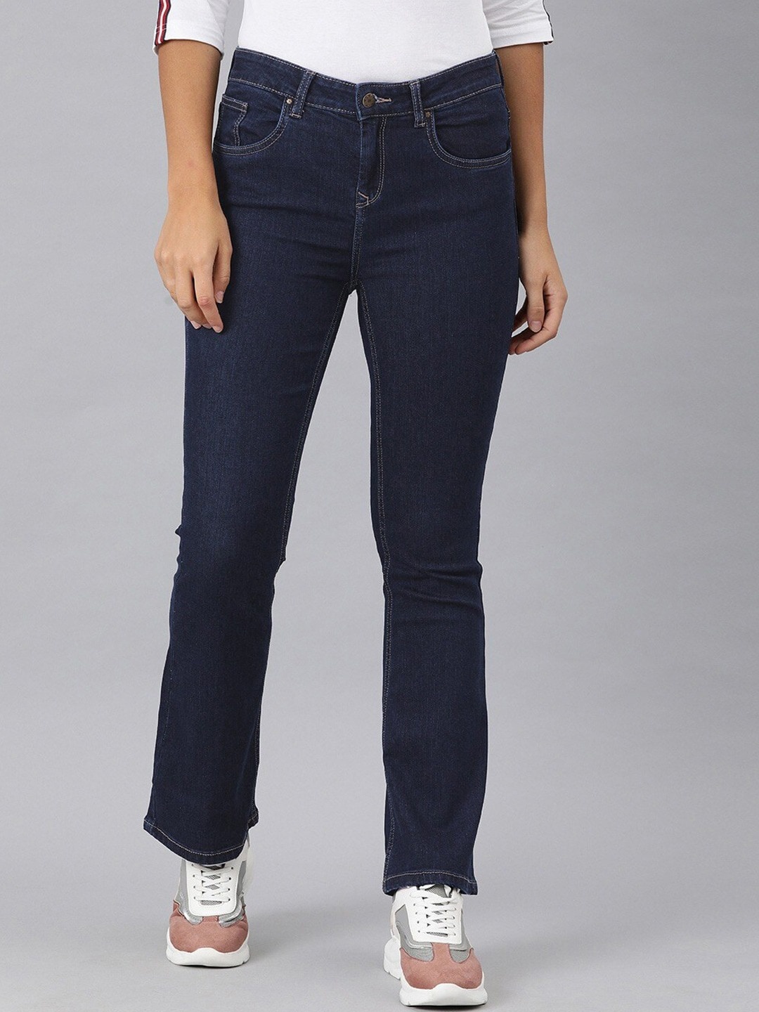 

Enviously Young Women Jean Bootcut LIght Fade Stretchable Jeans, Navy blue