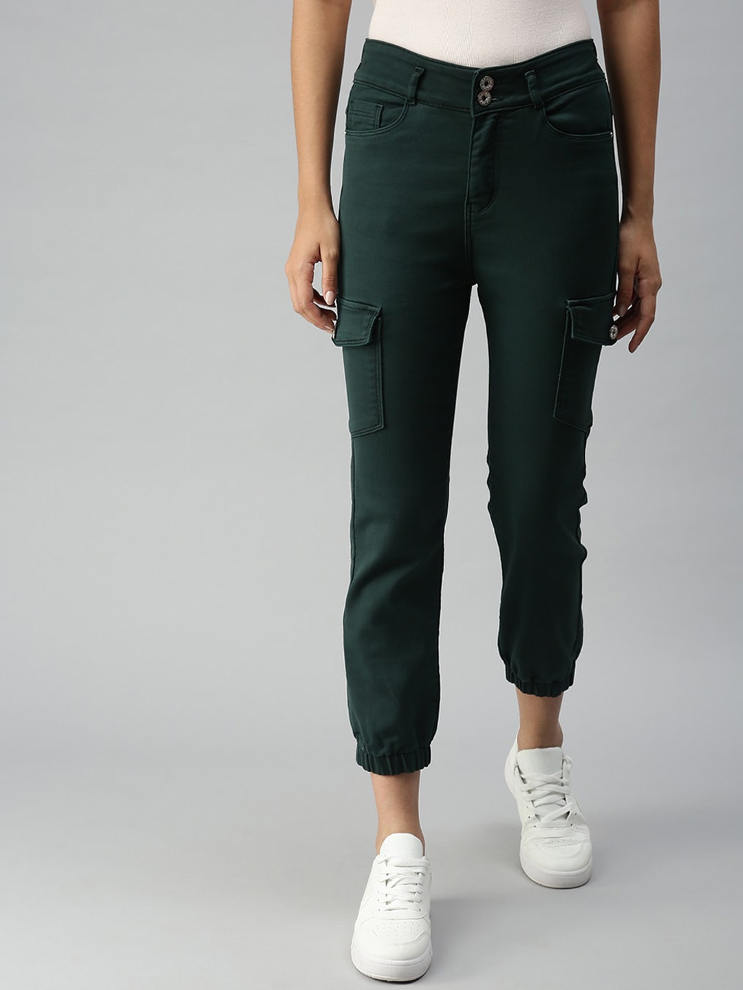 

SHOWOFF Women High-Rise Stretchable Jogger, Olive