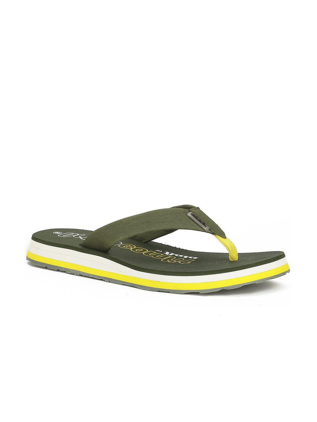 

Sunshine by Bata Men Printed Slip On Thong Flip-Flops, Olive