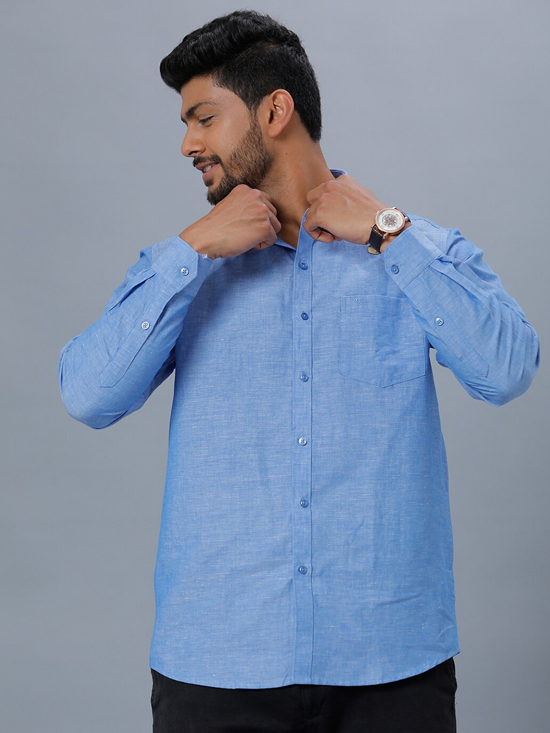 

Ramraj Spread Collar Opaque Casual Shirt, Blue