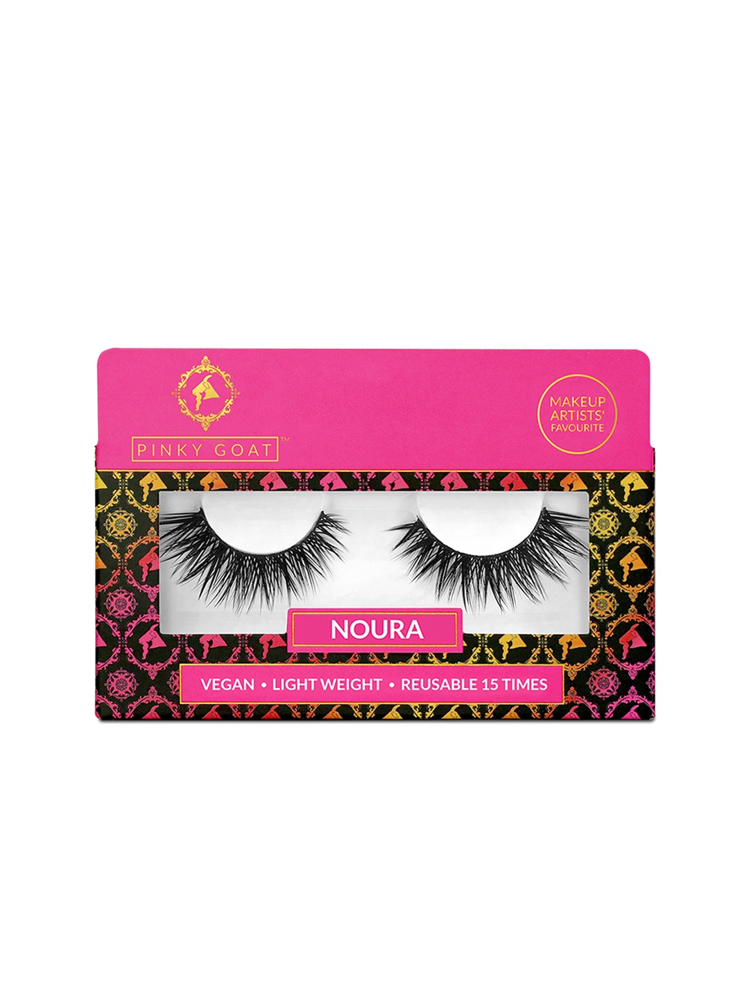 

Pinky Goat Black Lightweight & Vegan Reusable Natural False Eyelashes - Noura