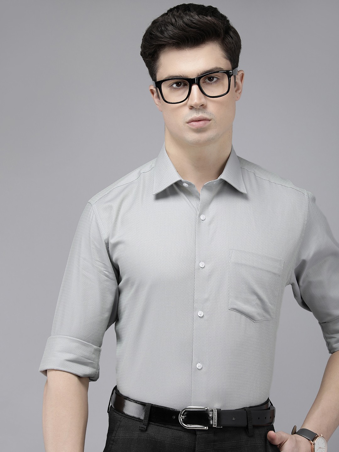 

Van Heusen Textured Custom Pure Cotton Formal Shirt, Lavender