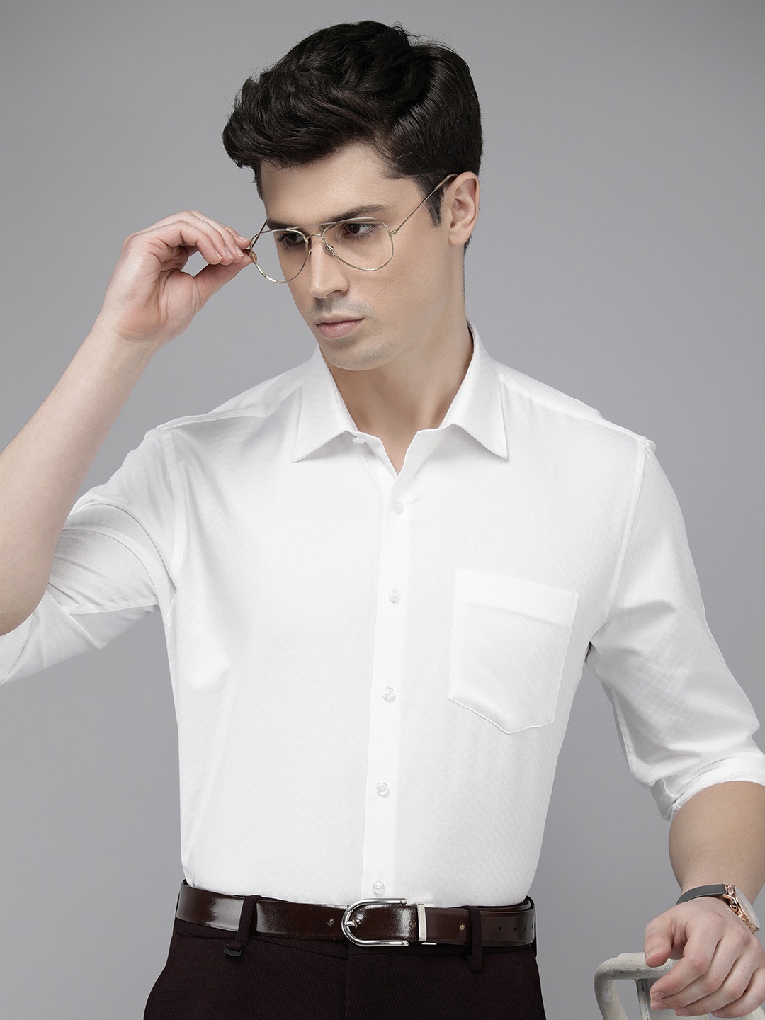 

Van Heusen Textured Slim Fit Pure Cotton Formal Shirt, White