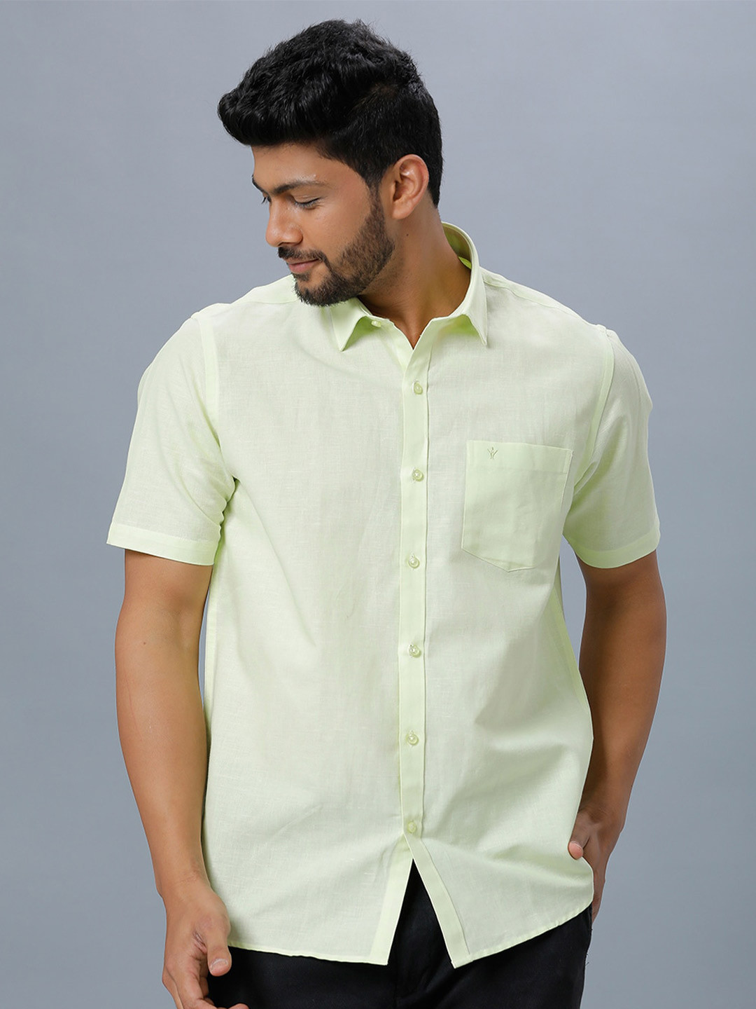 

Ramraj Spread Collar Cotton Casual Shirt, Green