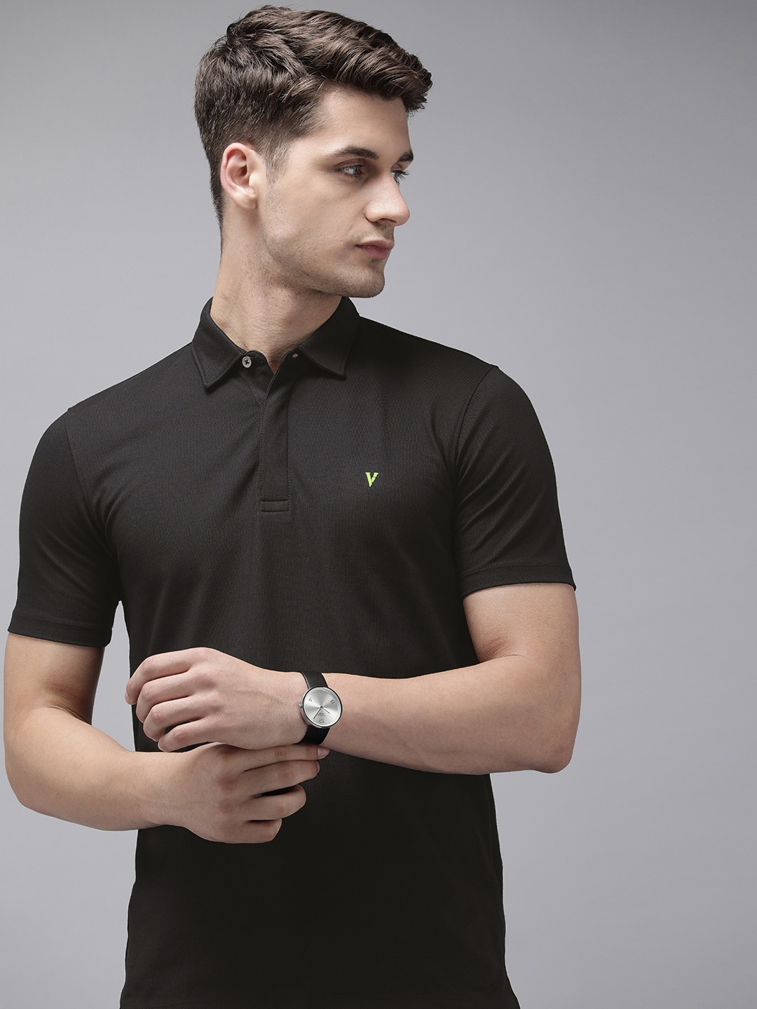 

Van Heusen Solid Polo Collar Slim Fit Casual T-shirt, Black