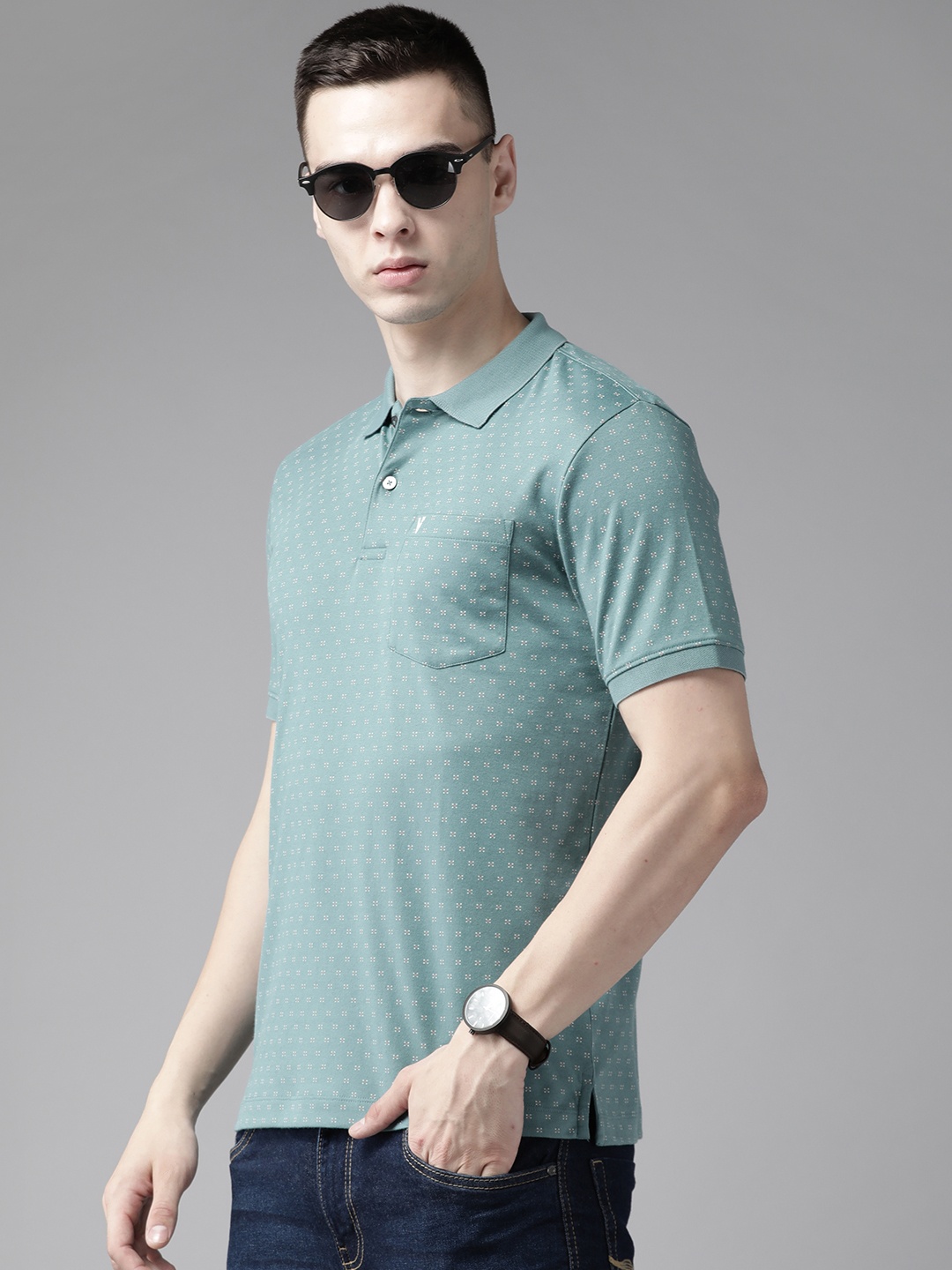 

Van Heusen Printed Polo Collar T-shirt, Sea green