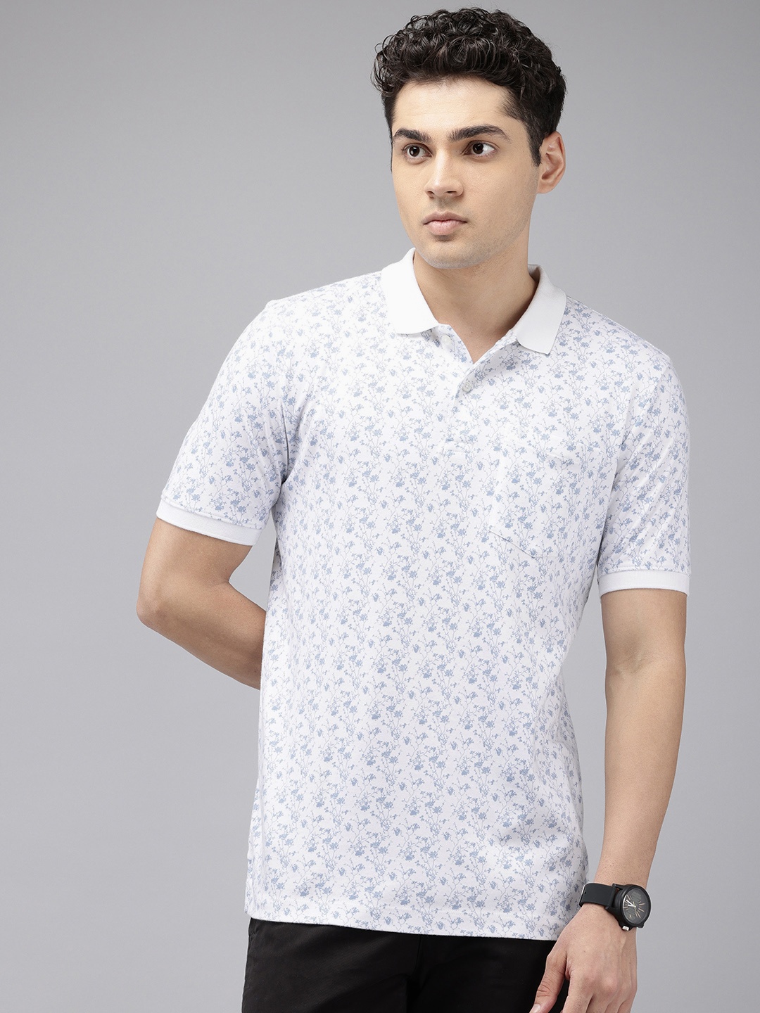 

Van Heusen Floral Printed Polo Collar T-shirt, White