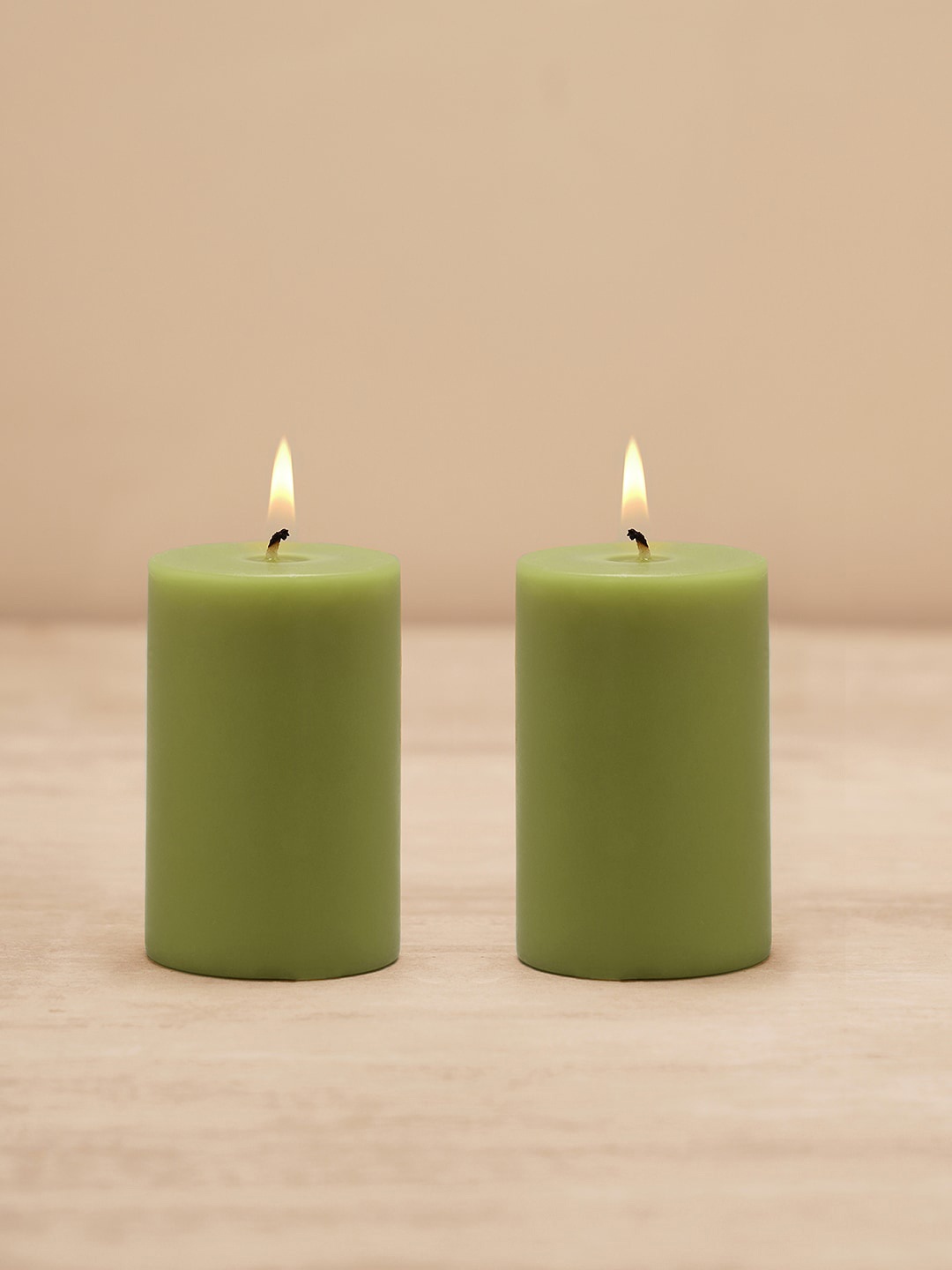 

Pure Home and Living 2 Pieces Green Lime Basil and Crush Pillar Small Pillar Candles