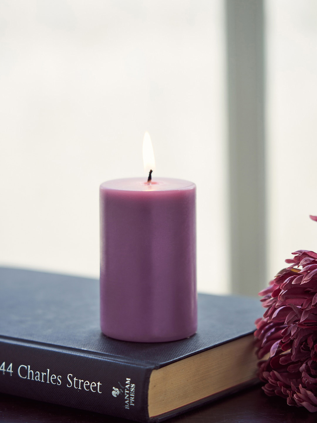 

Pure Home and Living 2 Pieces Purple Small Black Amber Pillar Candles