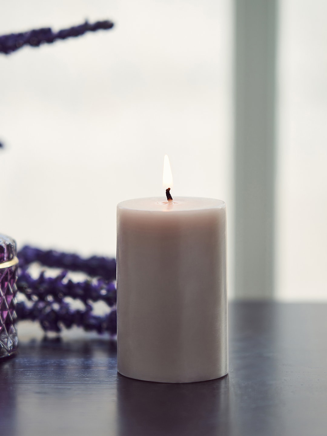 

Pure Home and Living Lavender and Chamomile 2 Pieces Grey Pillar Candles