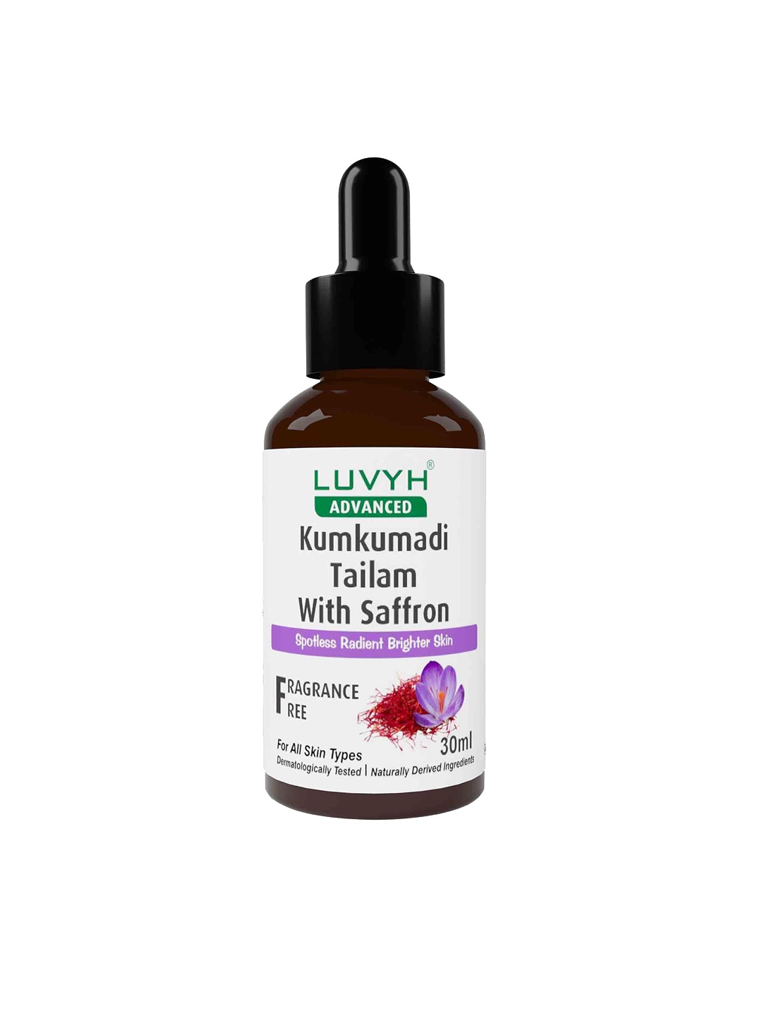 

LUVYH Kumkumadi Fragrance-Free Tailam Face Serum with Saffron - 30 ml, White