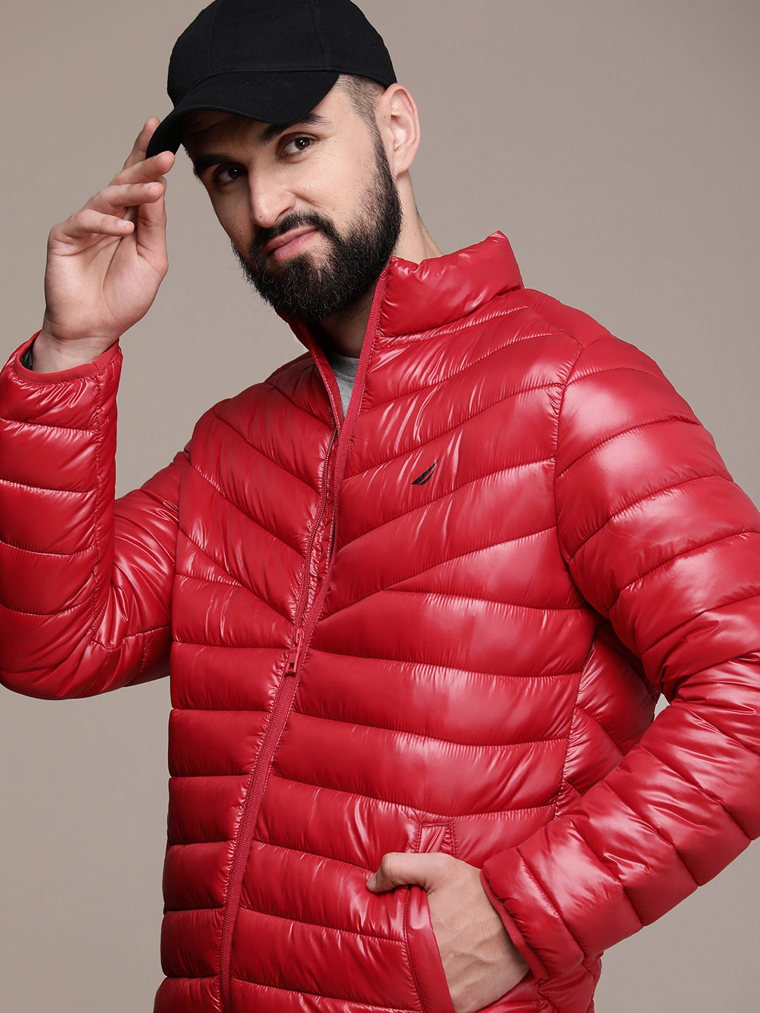 

Nautica Solid Long Sleeves Puffer Jacket, Red