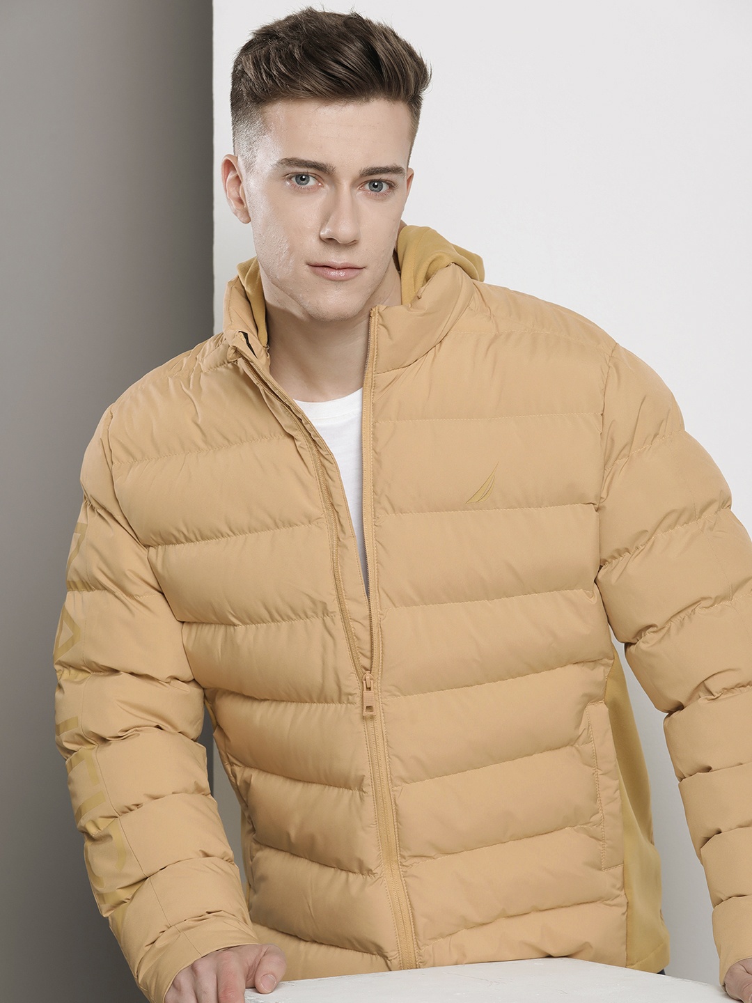 

Nautica Hooded Puffer Jacket, Beige
