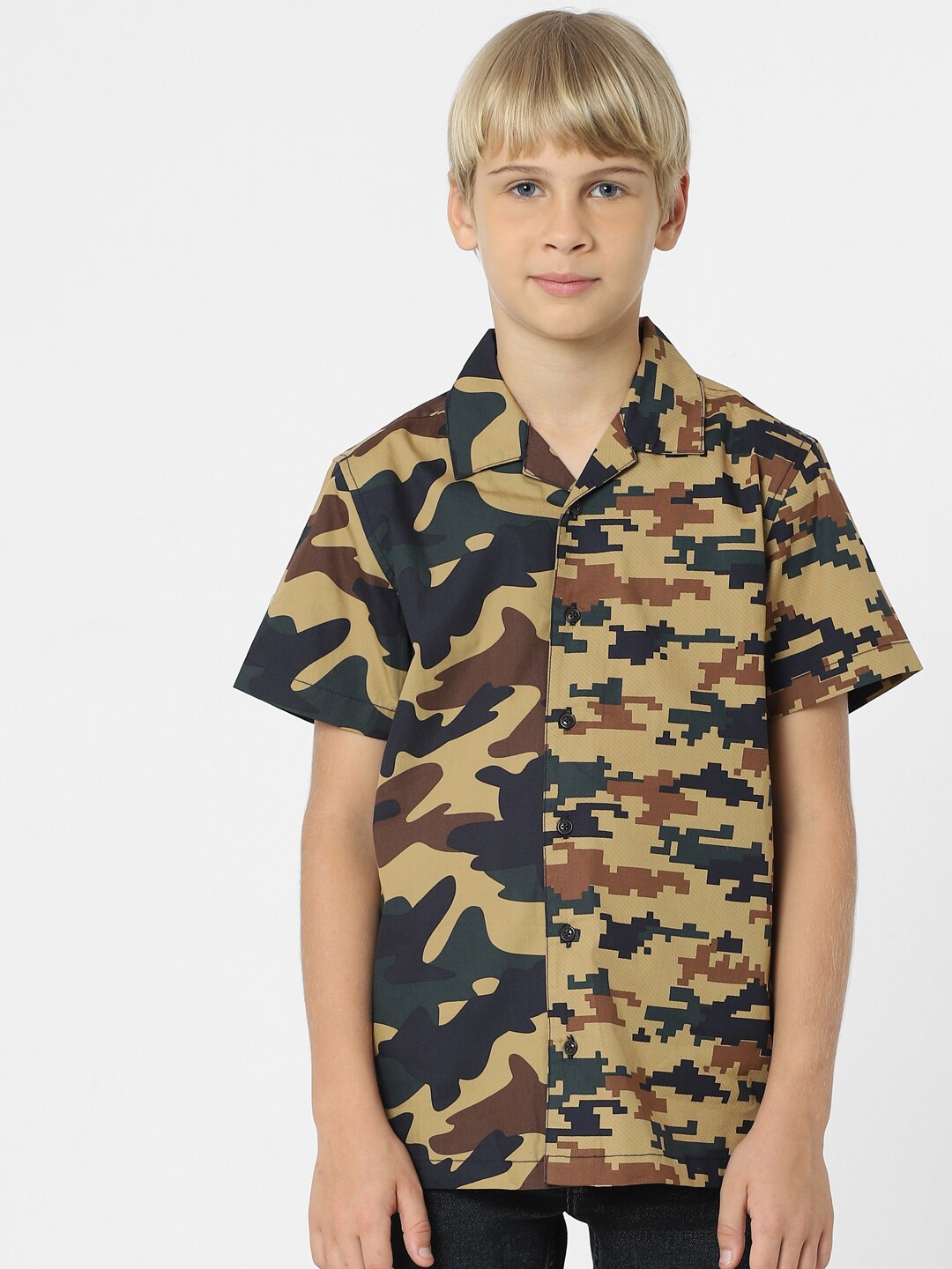 

Jack & Jones Junior Boys Camouflage Printed Cotton Casual Shirt, Brown