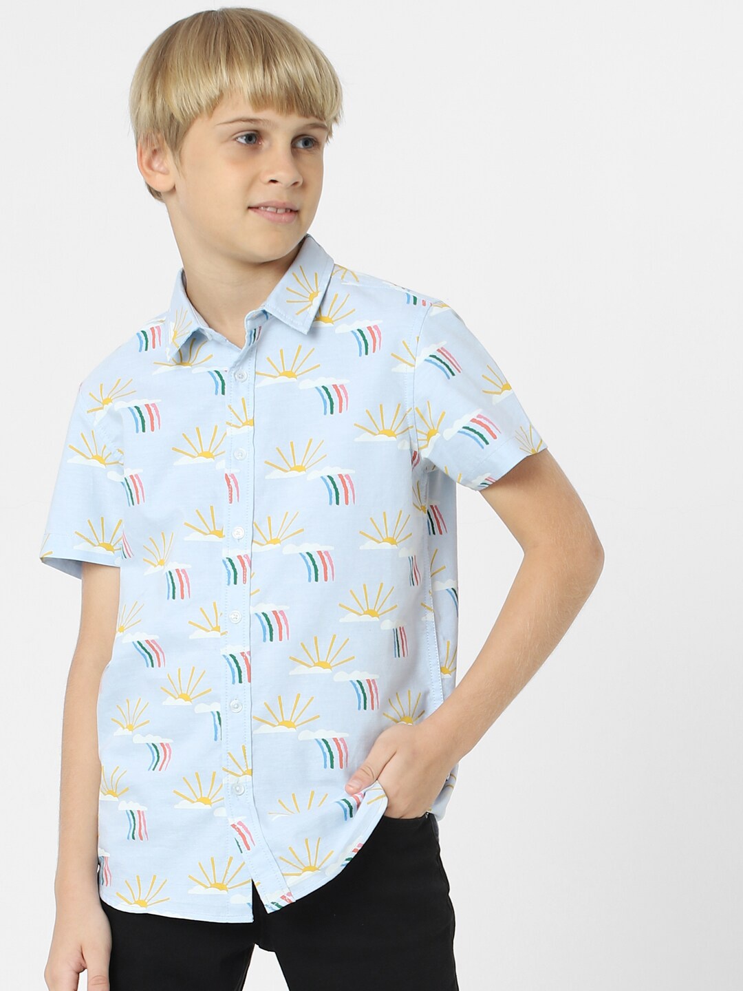 

Jack & Jones Junior Boys Conversational Printed Cotton Casual Shirt, Blue