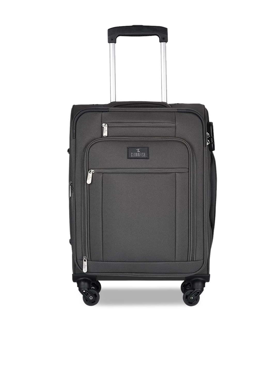 

THE CLOWNFISH Jarek Series Textured Soft-Case Medium Trolley Bag 42 Litres, Grey