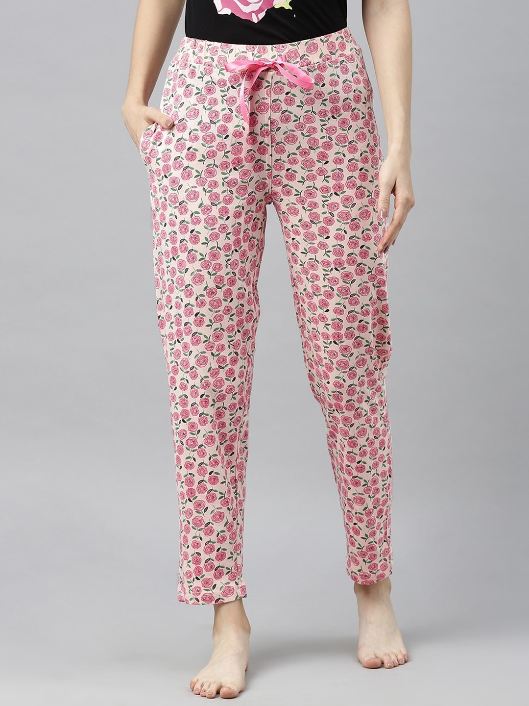 

Enviously Young Printed Cotton Mid-Rise Lounge Pants, Pink