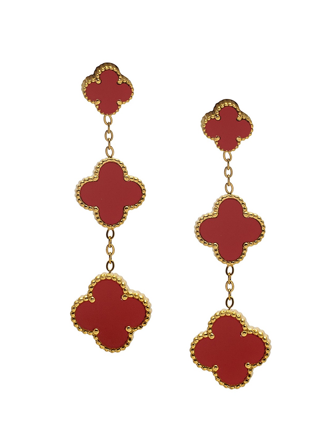 

Moon Dust Gold Plated Floral Drop Earrings, Red