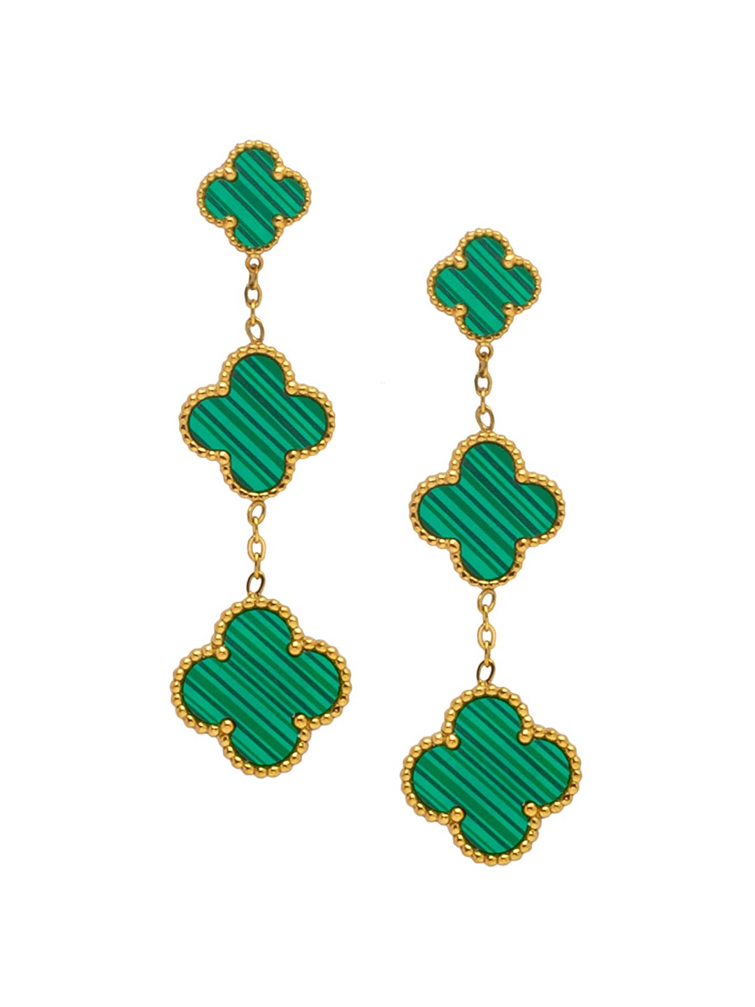 

Moon Dust Gold-Plated Floral Drop Earrings, Green