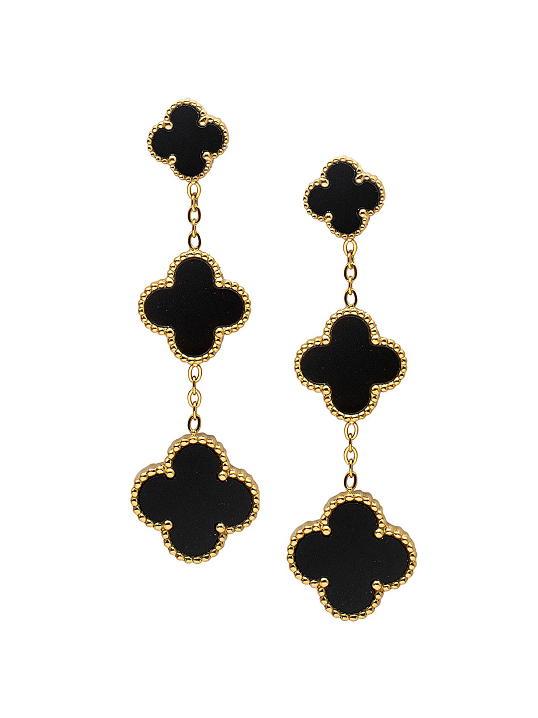 

Moon Dust Gold-Plated Floral Drop Earrings, Black