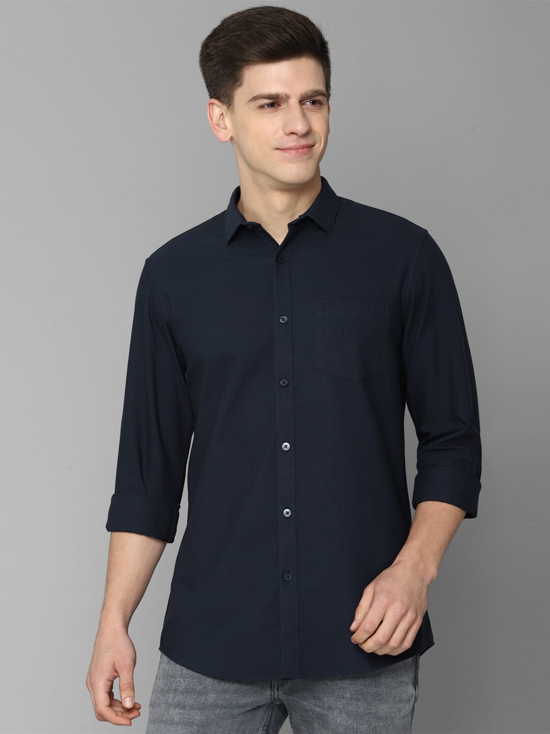 

Allen Solly Slim Fit Pure Cotton Casual Shirt, Navy blue