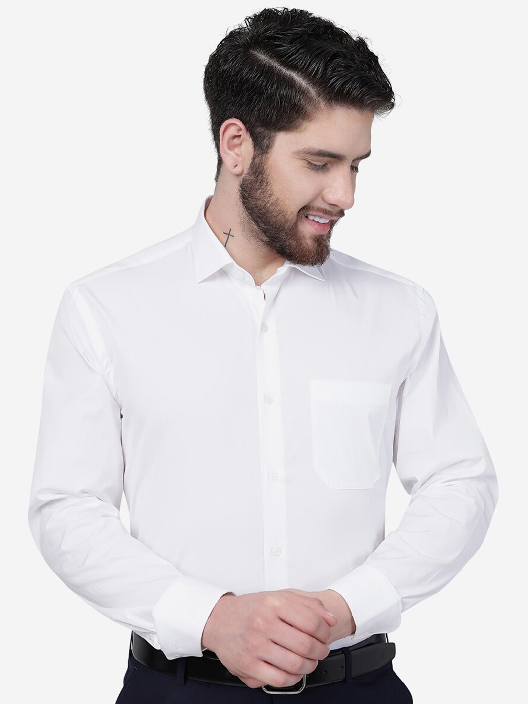 

JADE BLUE Men Regular Fit Pure Cotton Formal Shirt, White