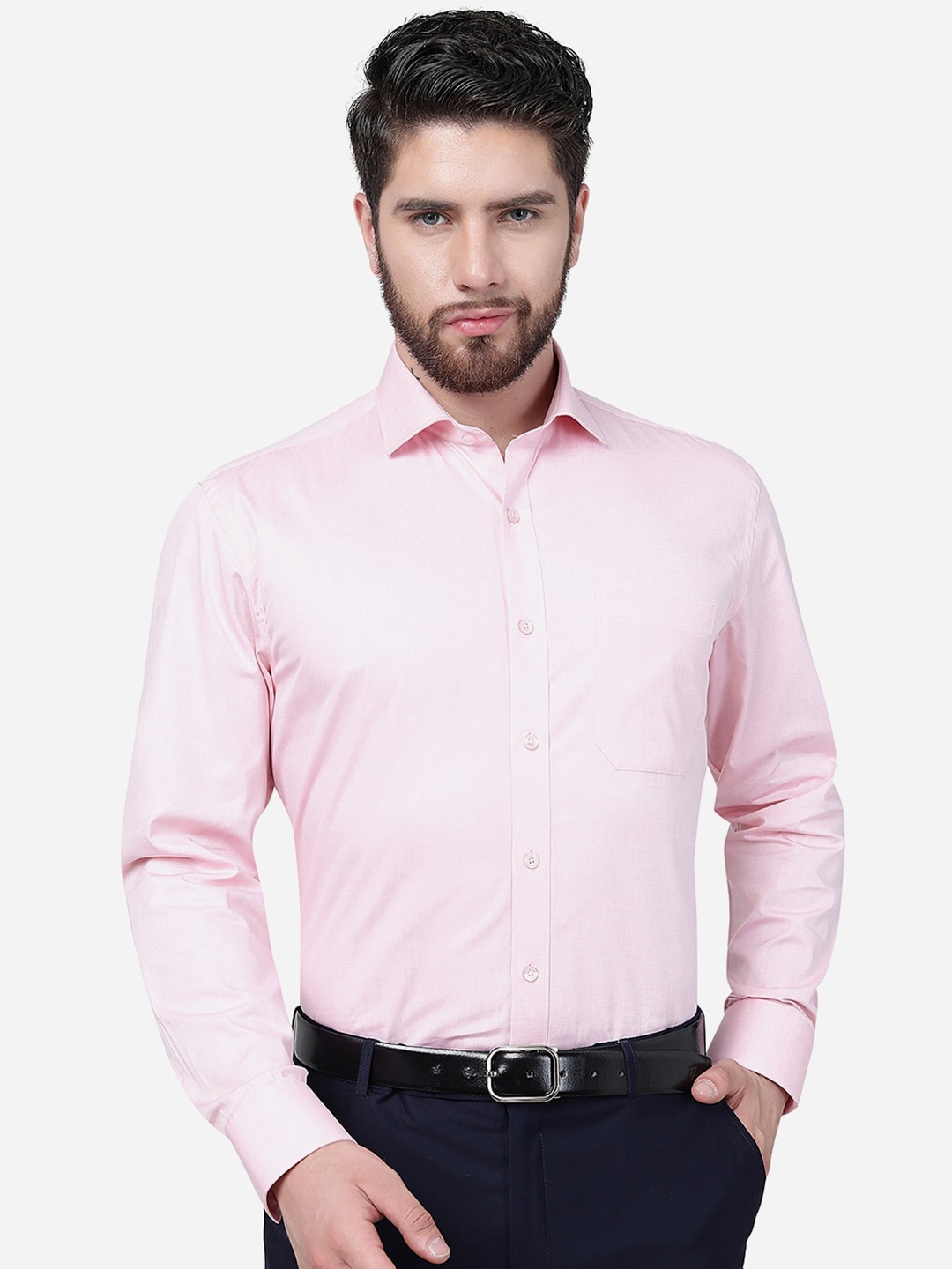 

JADE BLUE Regular Fit Pure Cotton Formal Shirt, Pink