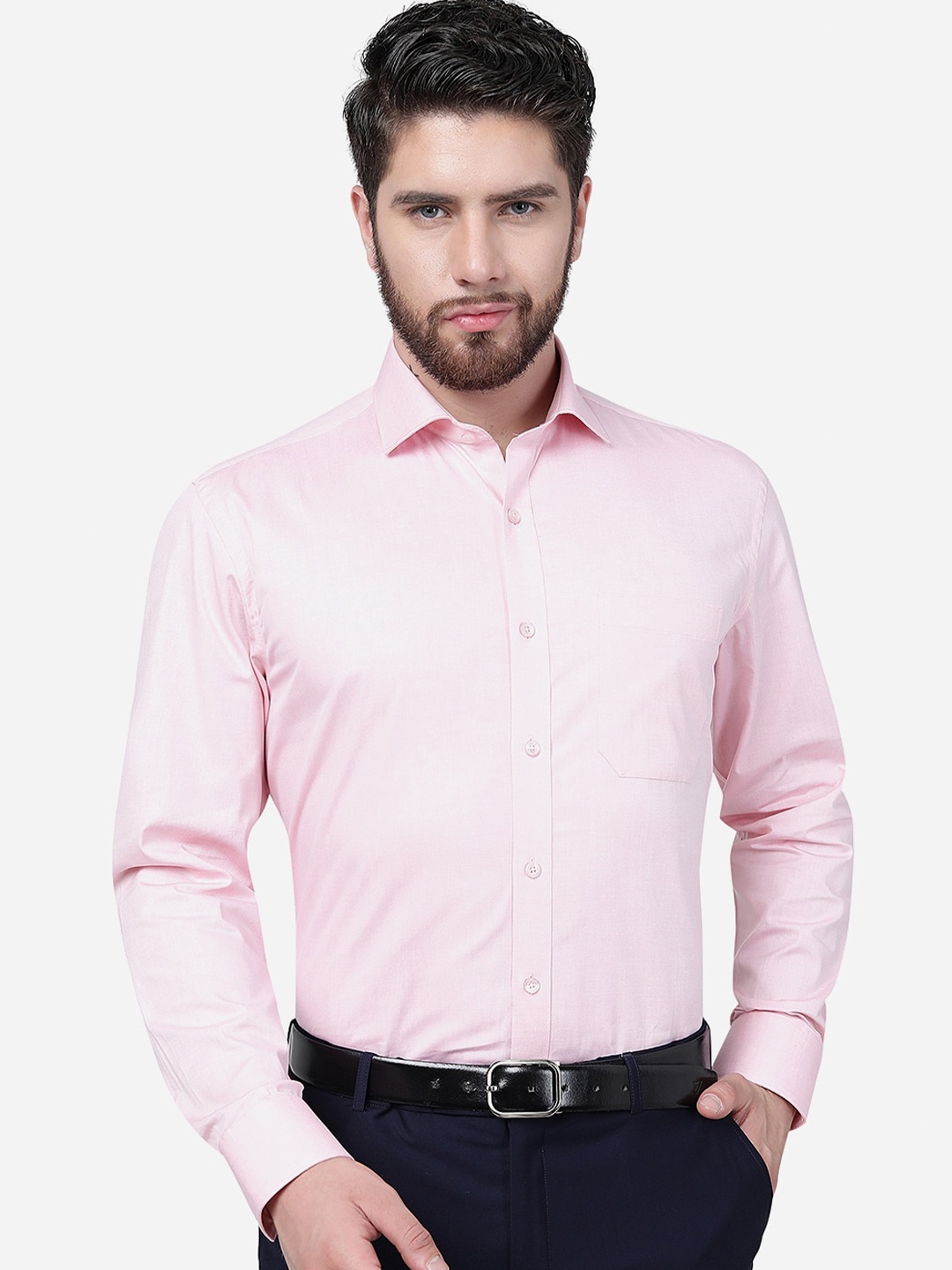 

JADE BLUE Regular Fit Pure Cotton Formal Shirt, Pink